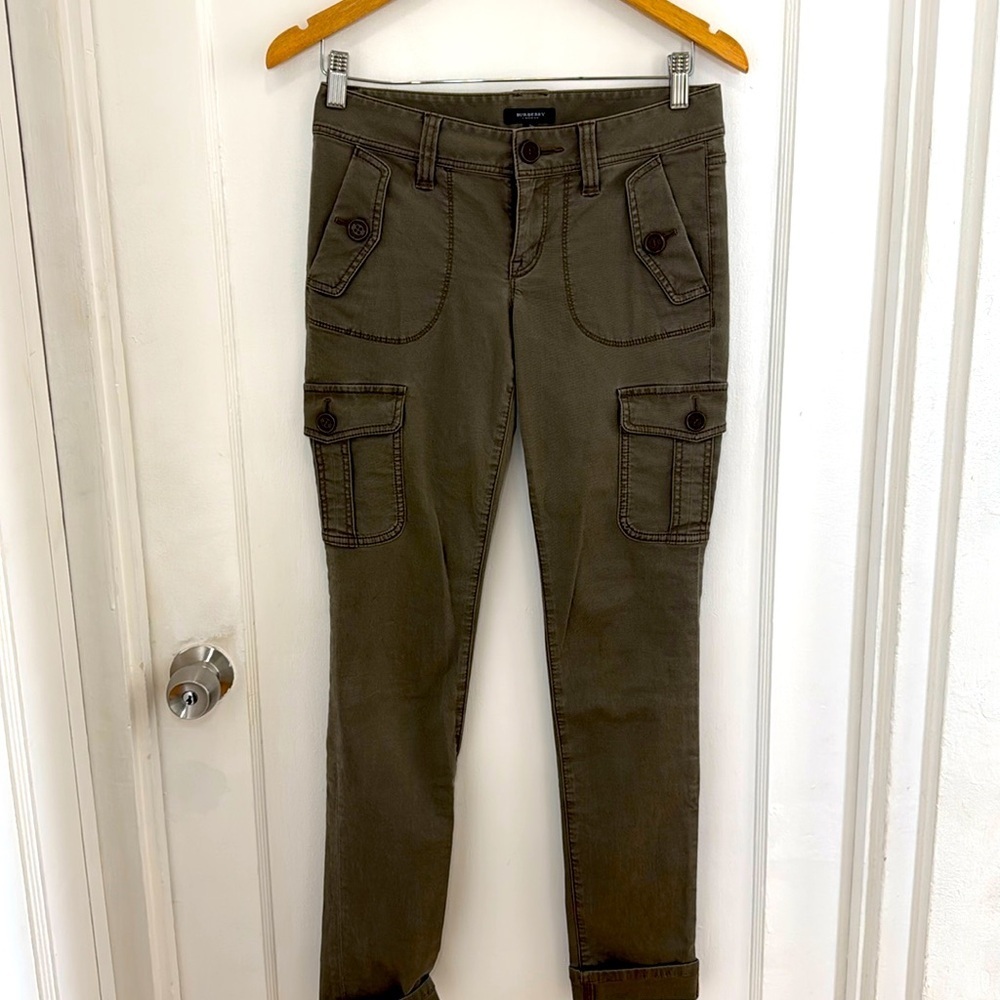 Burberry London Military Green Stretch Cargo Pants – Size 36 (US 4/6)